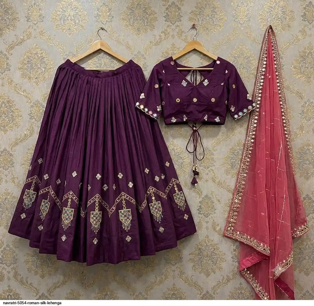 NAVRATRI 5054 ROMAN SILK LEHENGA SIZE L