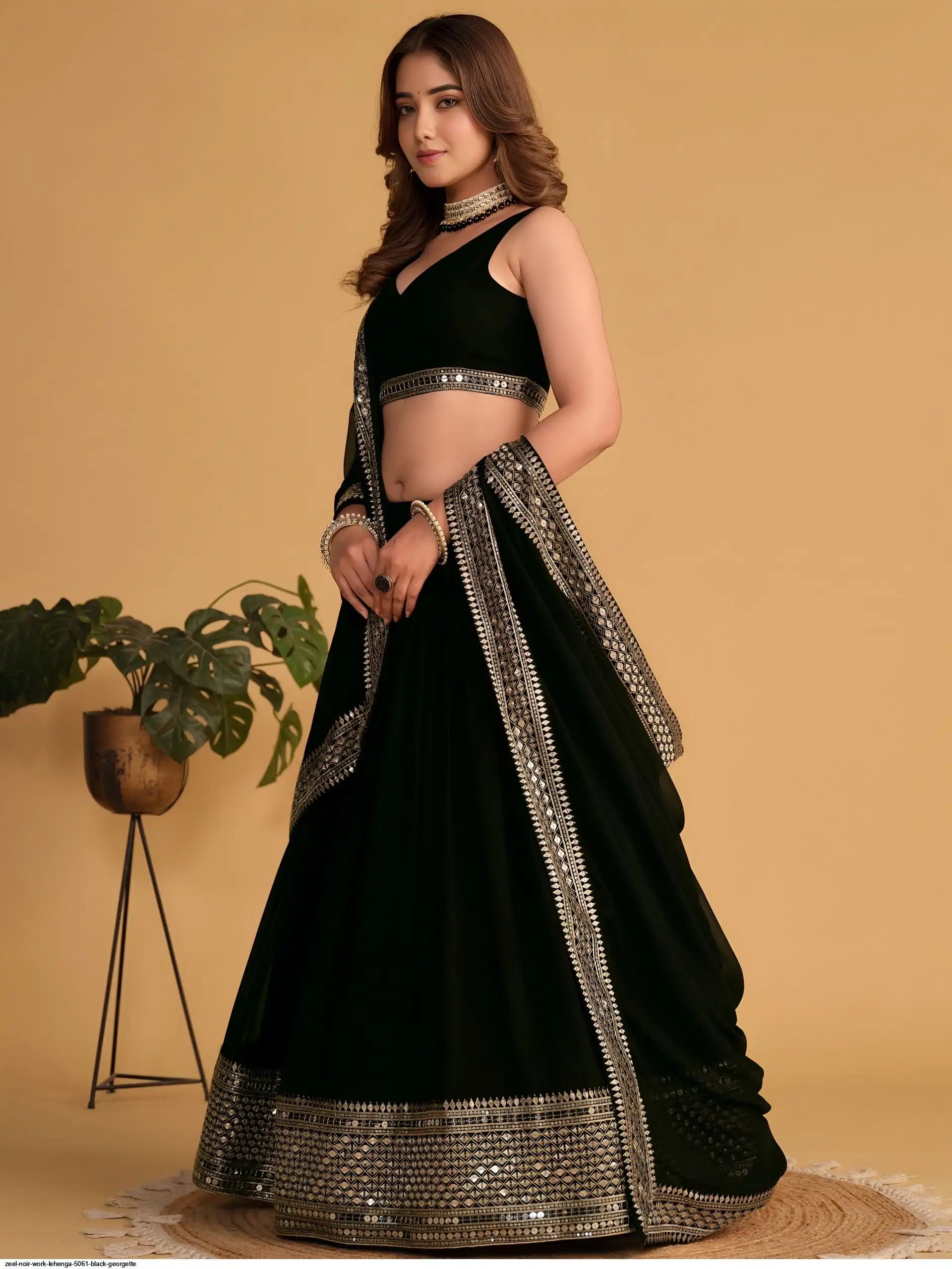ZEEL NOIR WORK LEHENGA 5061 BLACK GEORGETTE