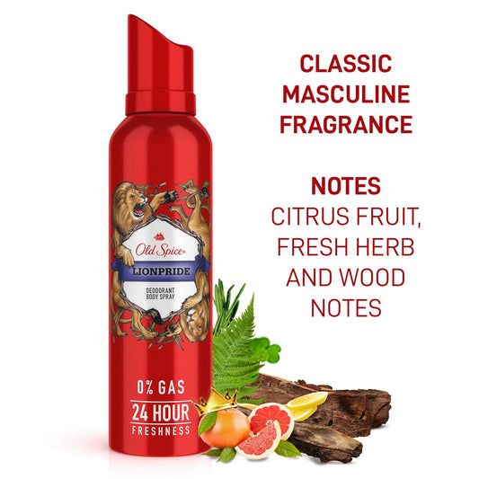 Old Spice Lionpride No Gas Deodorant Body Spray Perfume for Men, 140 ml