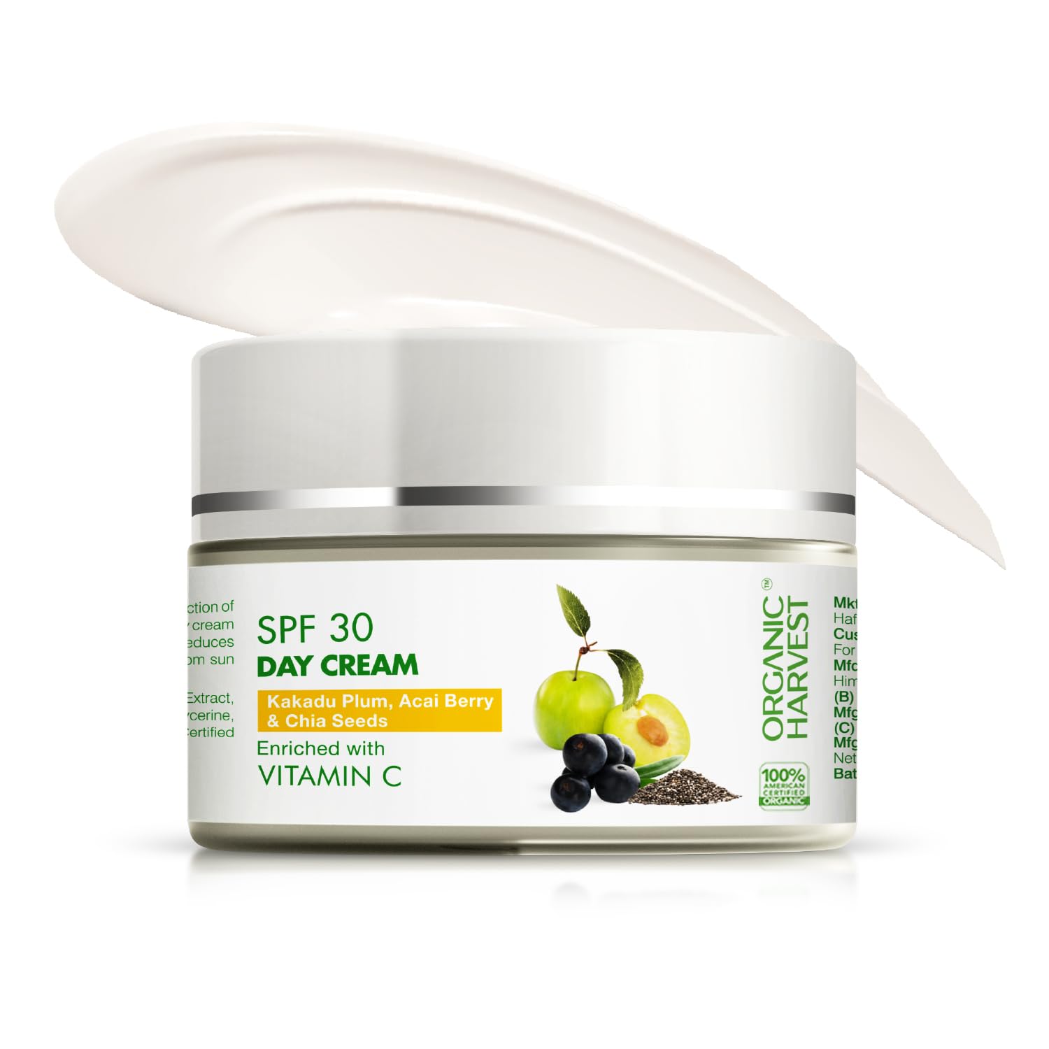 Organic Harvest Daily Day Cream for Women, Girls, Men | Helps in Nourishing, Moisturising & Glowing the Skin | Cream for Oily Skin | Anti-Pollution with SPF 30 | Paraben & Sulphate Free - 15gm