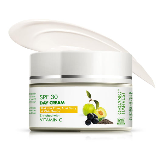 Organic Harvest Daily Day Cream for Women, Girls, Men | Helps in Nourishing, Moisturising & Glowing the Skin | Cream for Oily Skin | Anti-Pollution with SPF 30 | Paraben & Sulphate Free - 15gm