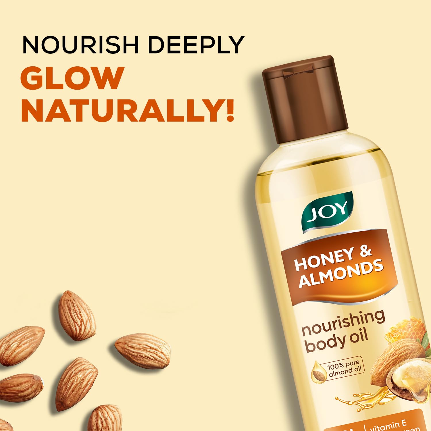 Joy Honey & Almonds Body Oil – After-Bath Daily-Use Badam Massage Oil with Vitamin E & Sunscreen | Full-Body Relaxation, Dry-Skin & Winter Moisture | 200 ml