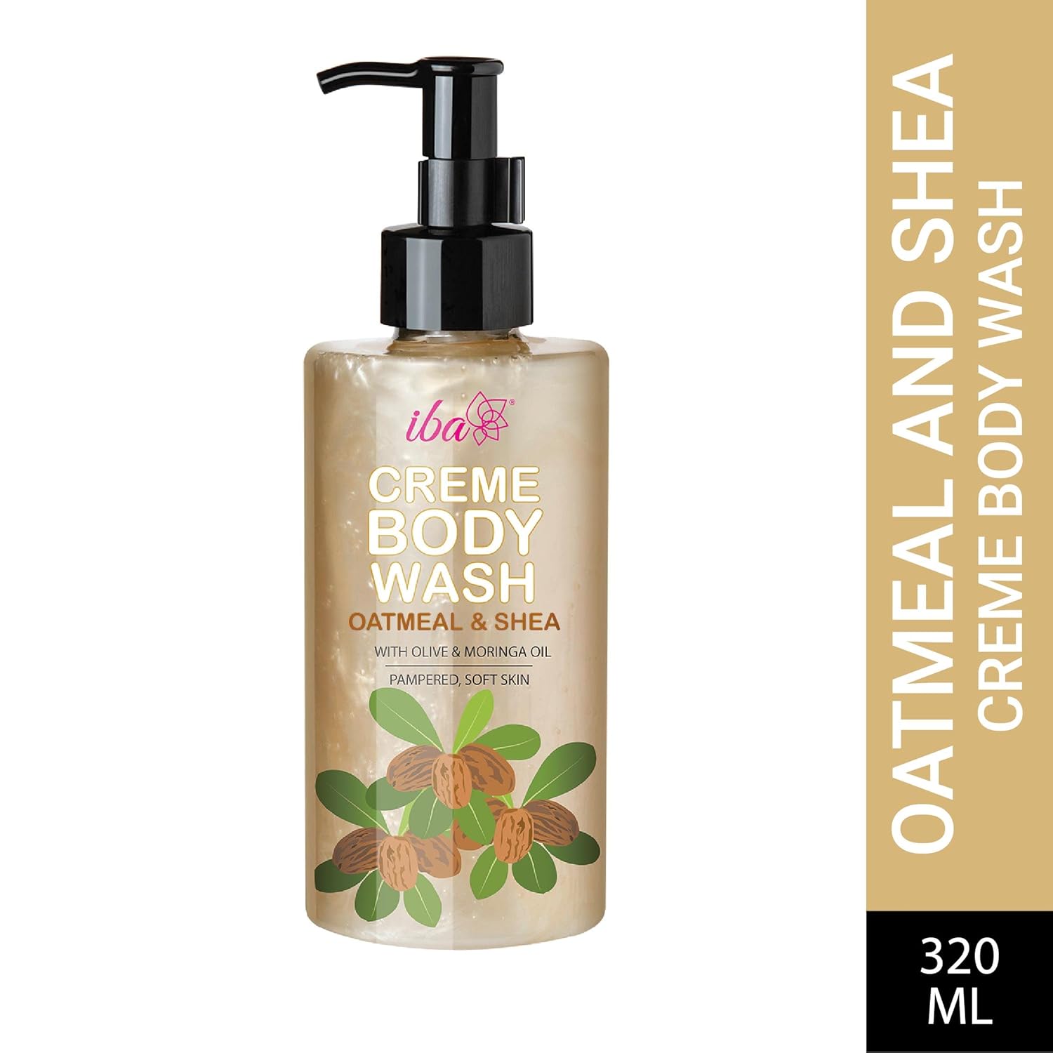 Iba Oatmeal & Shea Crème Body Wash | No Parabens No Sulfates | For Softer, Smoother, Nourished Skin | Halal Certified & Vegan - 320ml