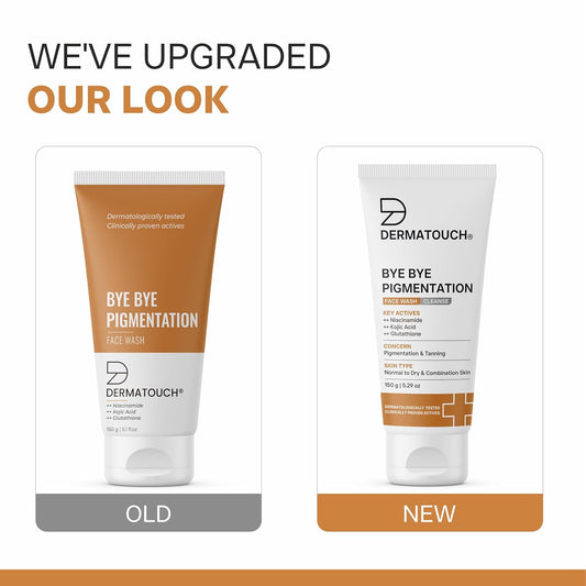 DERMATOUCH Bye Bye Pigmentation Face Wash | Niacinamide, Kojic Acid & Glutathione | For Tan and Anti-Pigmentation | Dermatologist Tested | For Men & Women | 150g