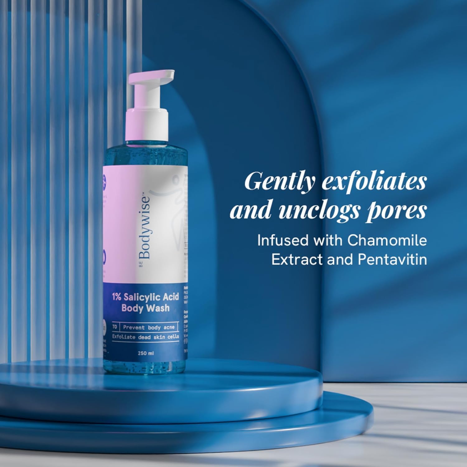 BeBodywise 1% Salicylic Acid Body Wash & 4% AHA BHA Underarm Roll On - Helps Exfoliate Skin - combo