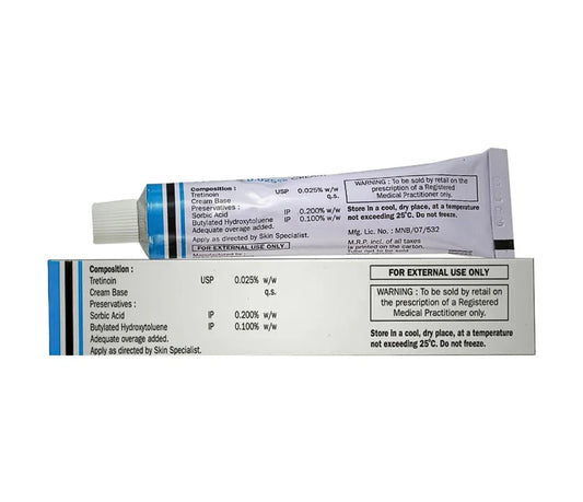 Tretin 0.025% Cream (30gm) For Rough Skin, Wrinkles, Skin Spots