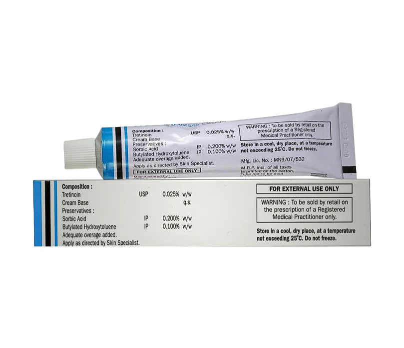 Tretin 0.025% Cream (30gm) For Rough Skin, Wrinkles, Skin Spots