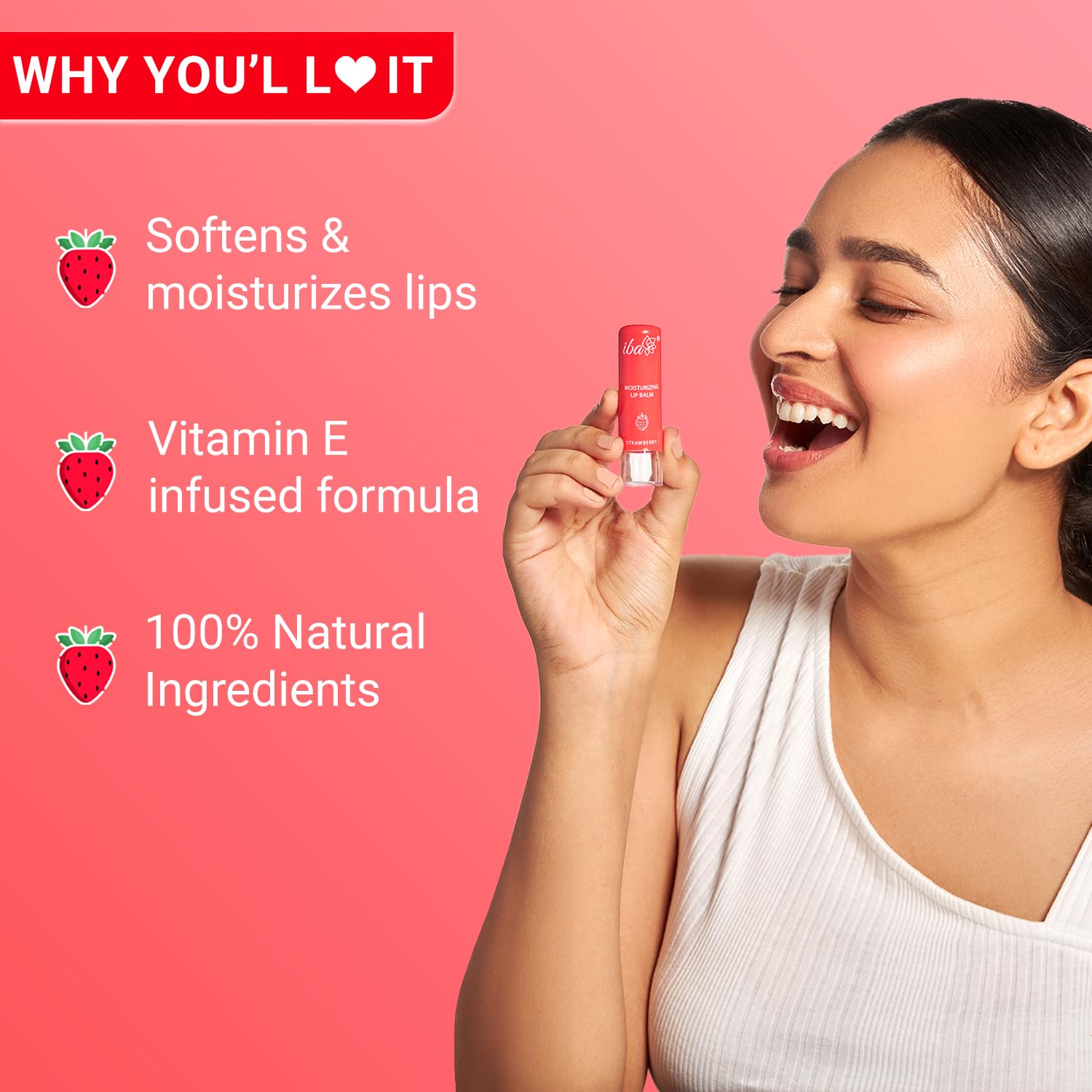 Iba Pure Lips Moisture Rich Lip Balm - Strawberry 4.5 g