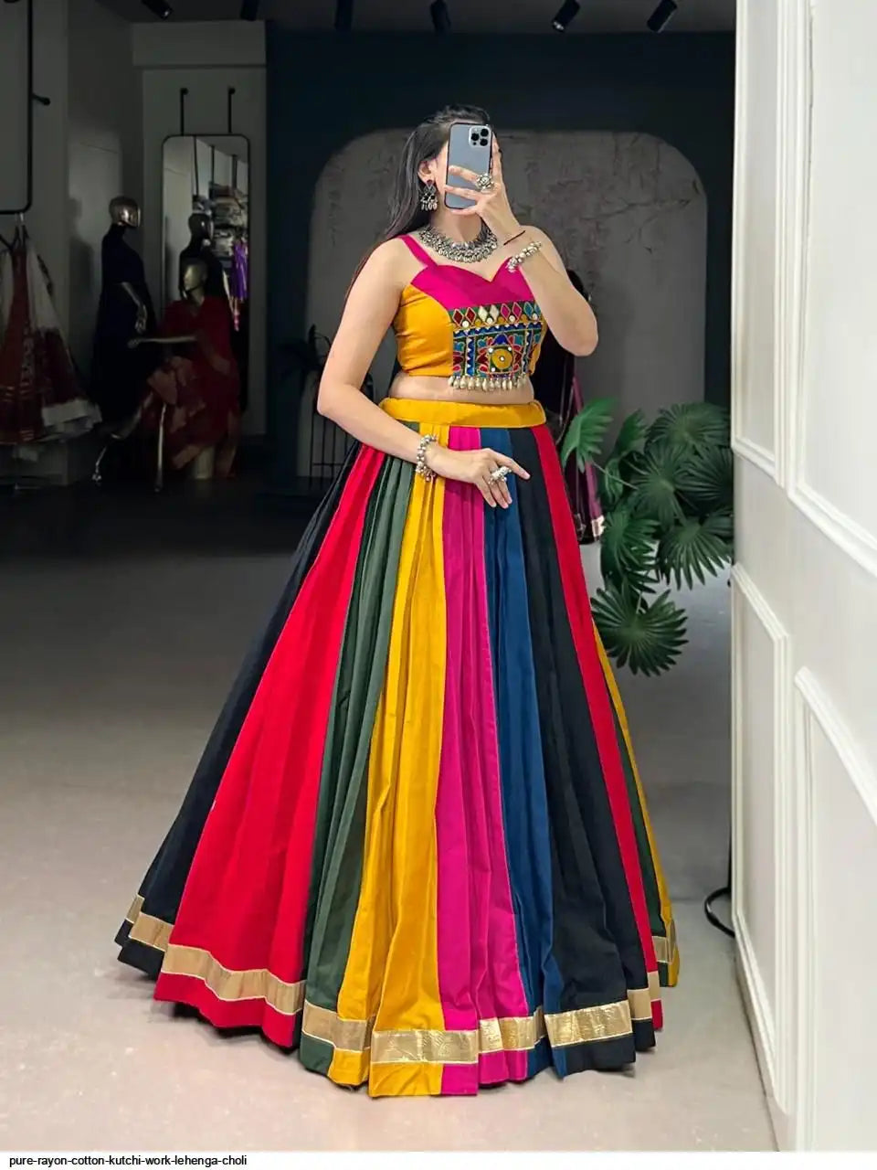 PURE RAYON COTTON KUTCHI WORK LEHENGA CHOLI