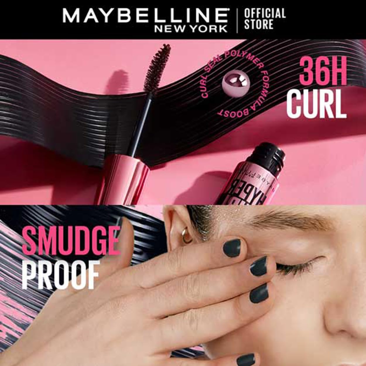 Maybelline New York Hypercurl Mascara,Highly Pigmented Colour, Long-lasting, Washable, Black 9.2ml