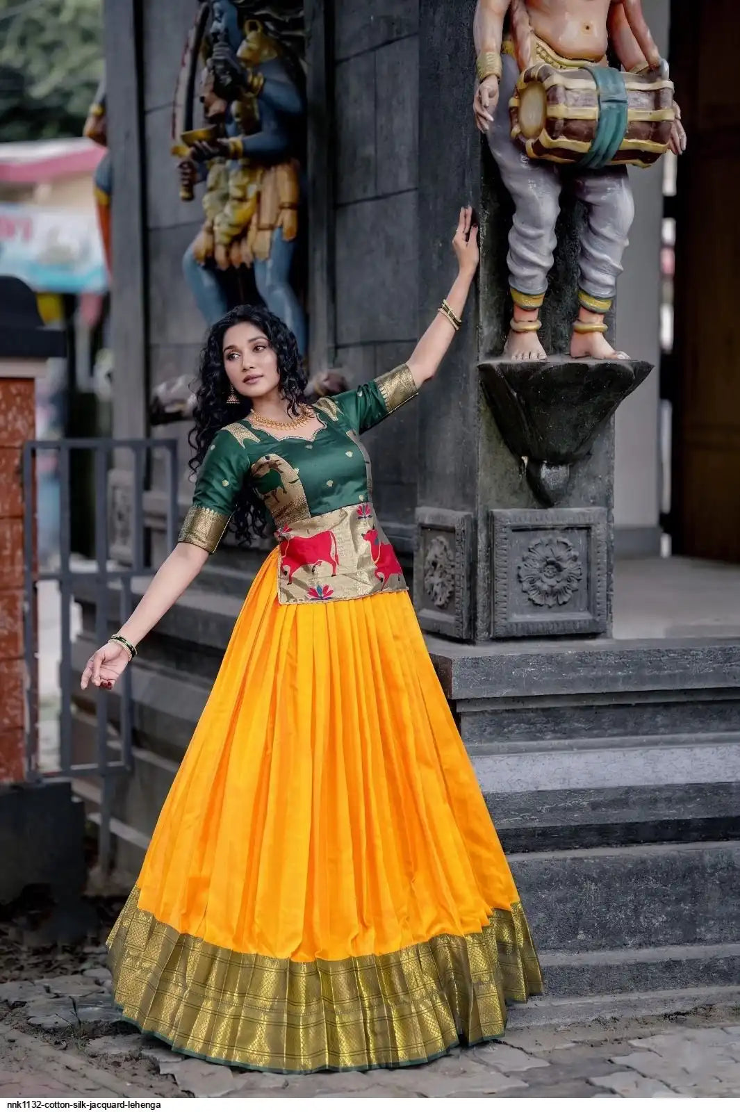 NNK1132 COTTON SILK JACQUARD LEHENGA