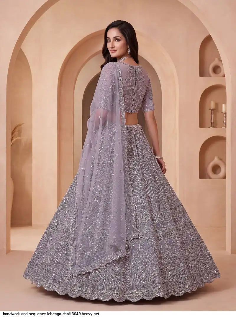 HANDWORK AND SEQUENCE LEHENGA CHOLI 3049 HEAVY NET 2