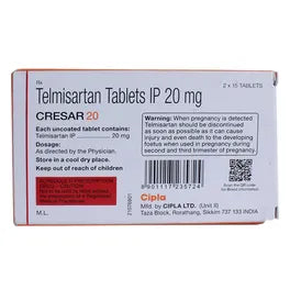 Cresar 20mg Tablet – 15 Tablets For Hypertension (high blood pressure)