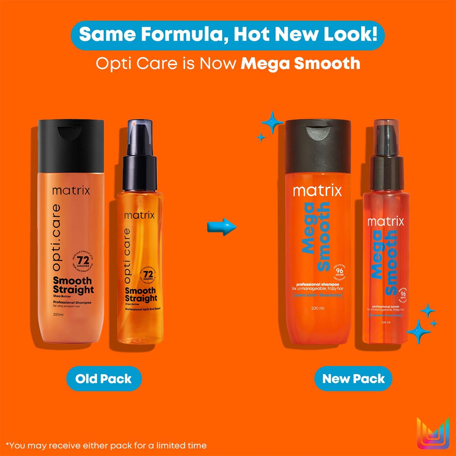 MATRIX Opti.Care Smooth Straight Professional Serum for Frizzy, Unmanageable Hair, 100ml & Professional Shampoo for Salon Smooth Straight Hair (350 ml)