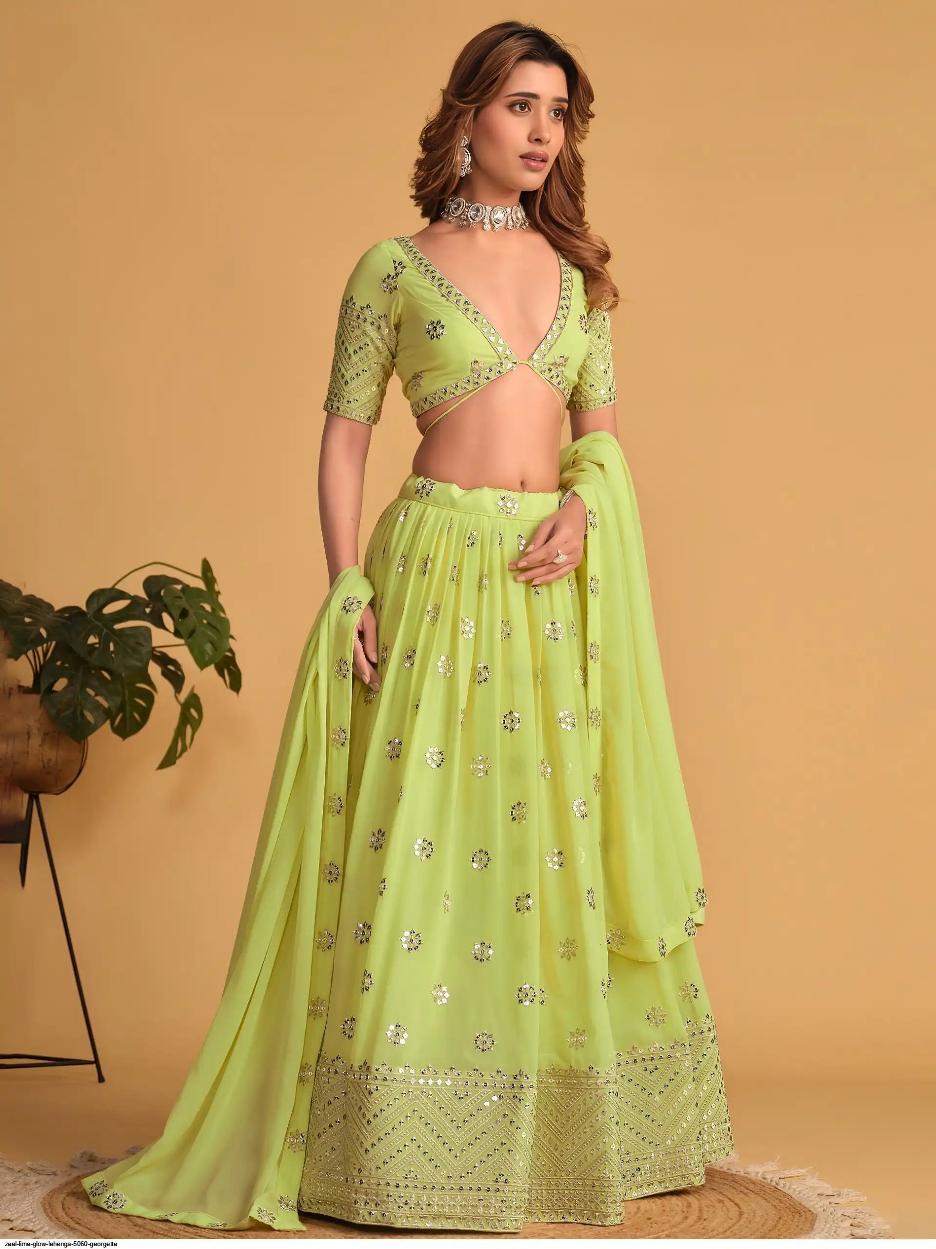 ZEEL LIME GLOW LEHENGA 5060 GEORGETTE