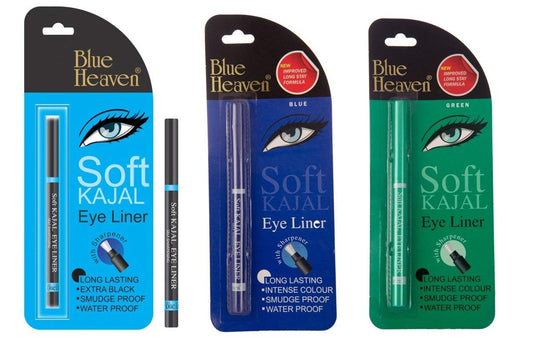 Blue Heaven Combo Of 3 Pcs Soft Kajal (Black), Soft Kajal (Blue) & Soft Kajal (Green) Matte Finish