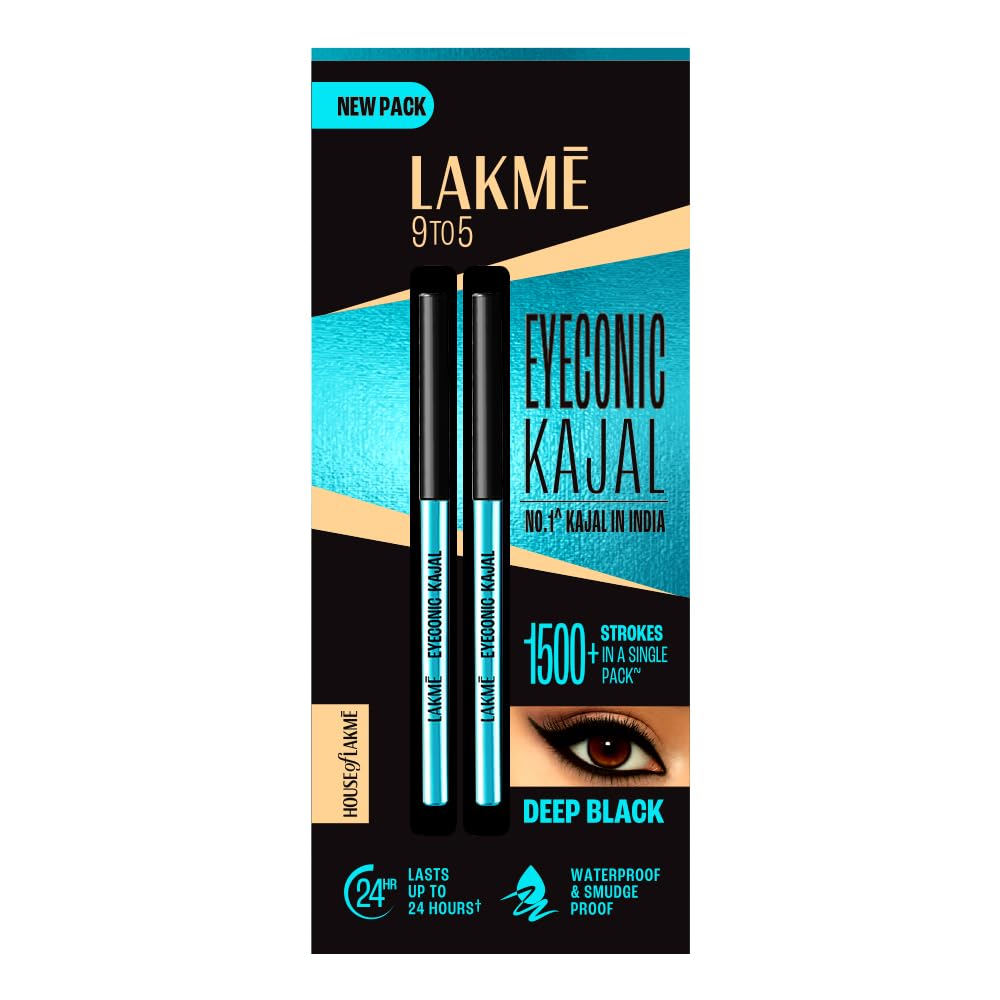 LAKMÉ Eyeconic Black Kajal 0.35 g (Pack of 2)