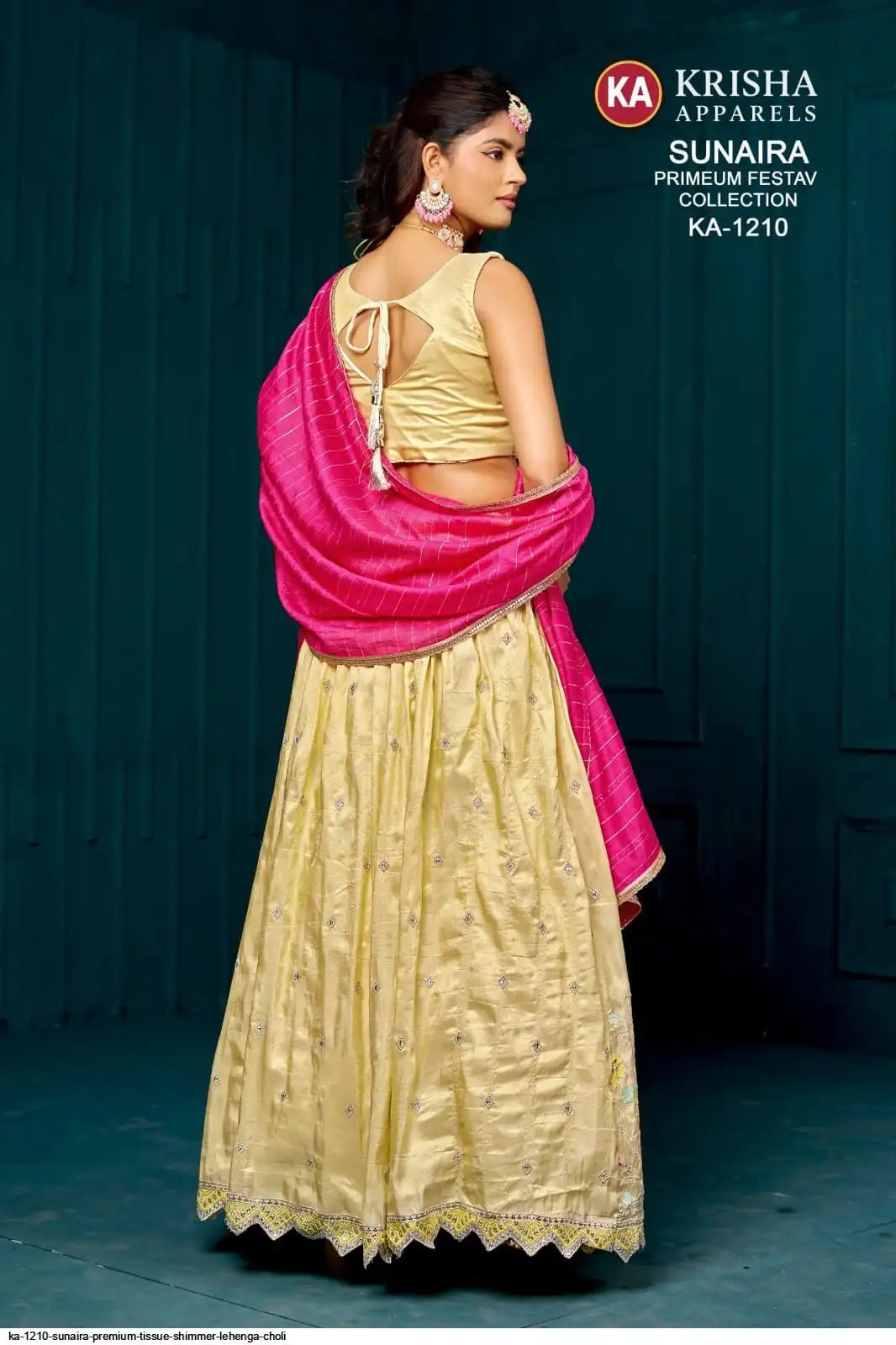 KA 1210 SUNAIRA PREMIUM TISSUE SHIMMER LEHENGA CHOLI SIZE L