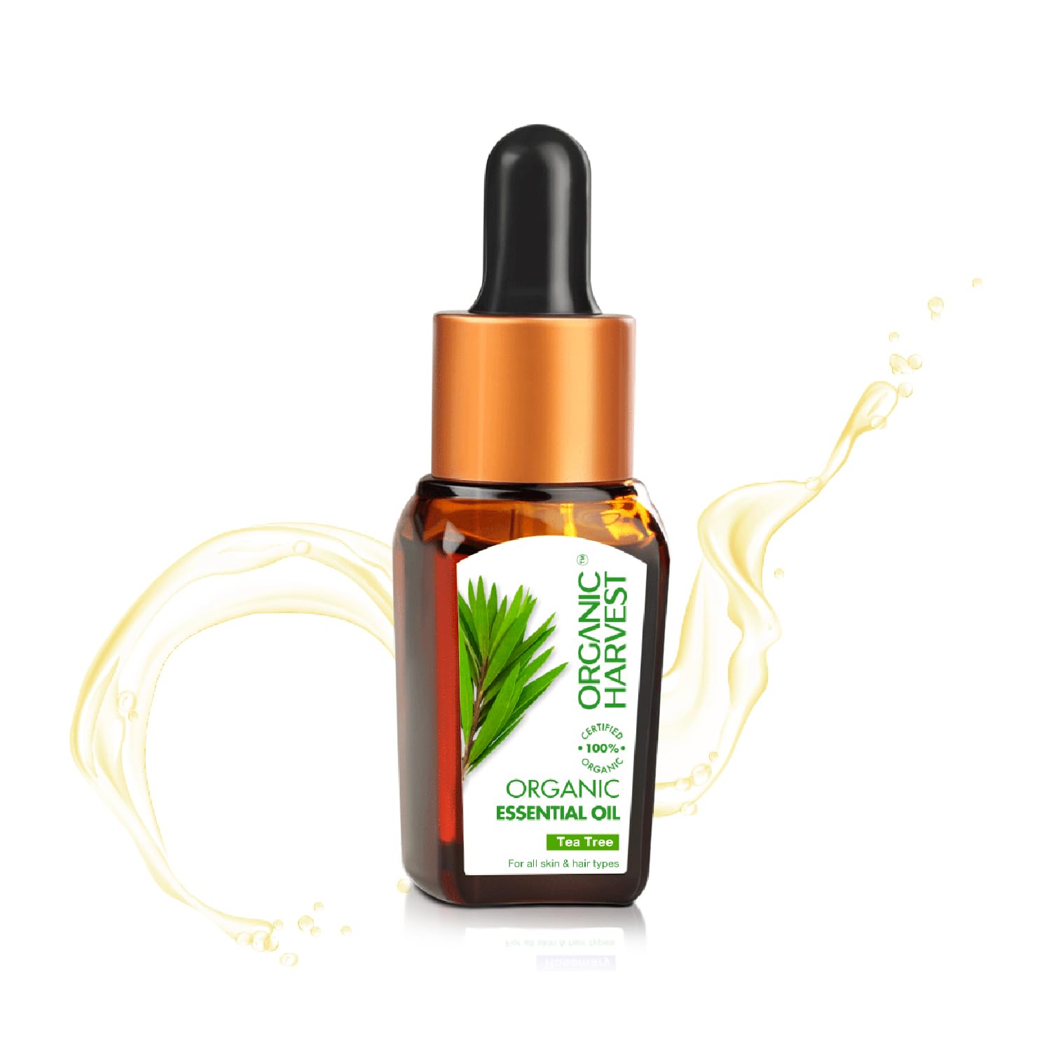 Organic Harvest Tea Tree Essential Oil, Pure & Undiluted Therapeutic Grade Oil, Excellent for Aromatherapy, 100% American Certified Organic, Paraben & Sulphate Free - 10ml