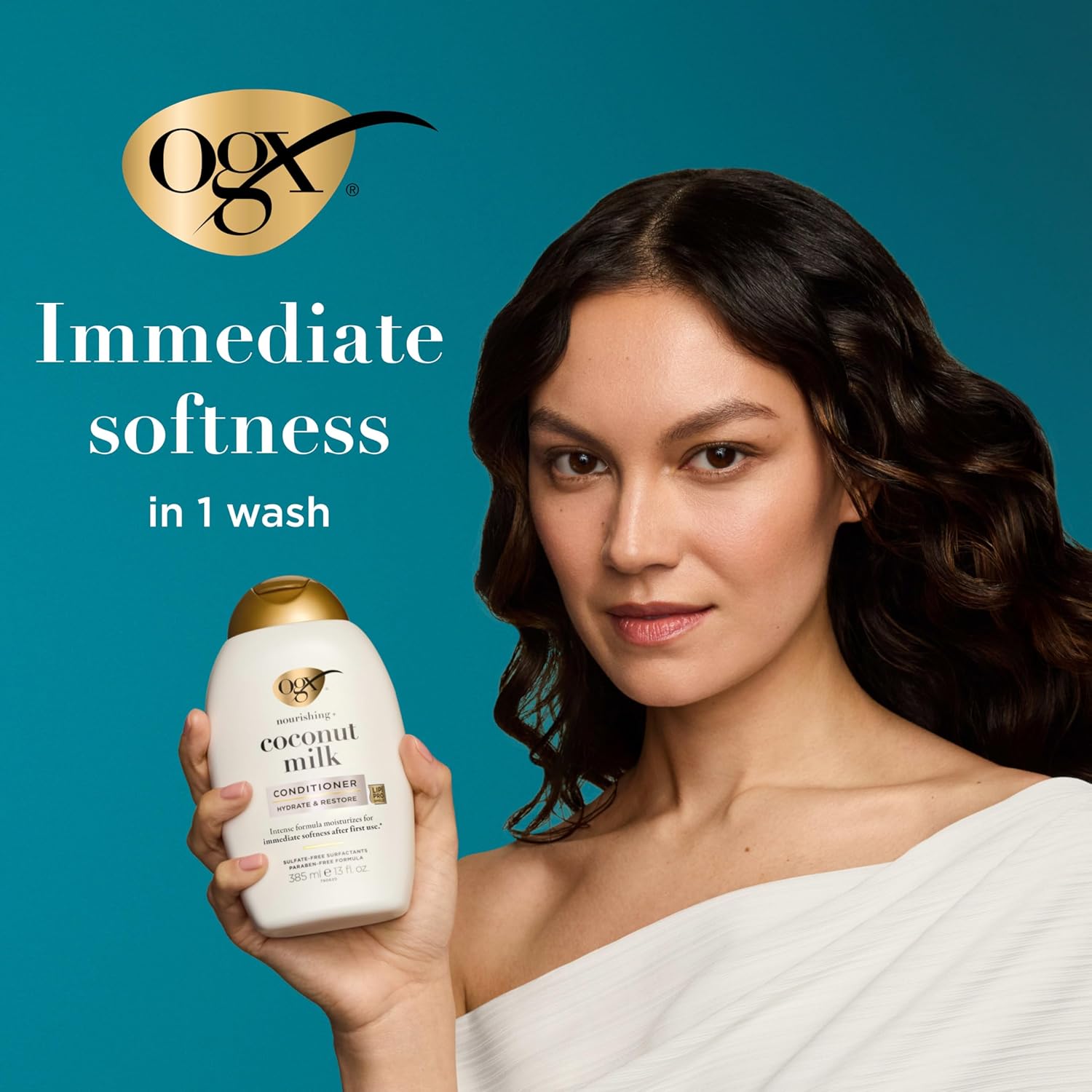 OGX Nourishing + Coconut Milk Moisturizing Conditioner For Strong & Healthy Hair, With Coconut Milk, Coconut Oil & Egg White Protein, Paraben-Free, Sulfate-Free Surfactants, 385Ml