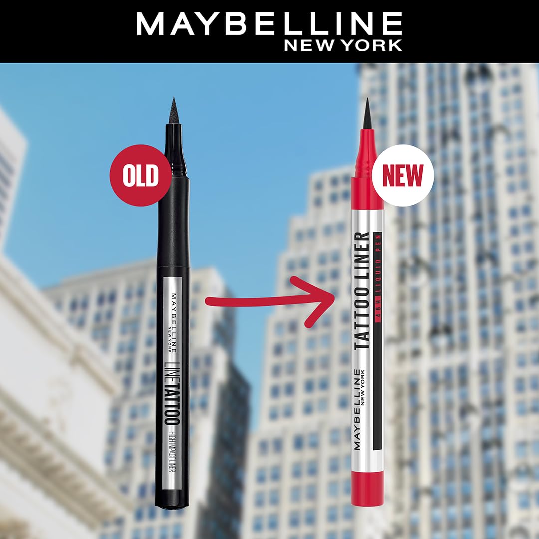 Maybelline New York Matte Pencil Eyeliner, Intense Pencil Eyeliner, Long-Lasting, Felt-Tip Applicator, Line Tattoo High Impact Liner, Black