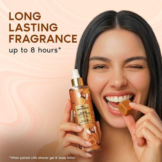 Nykaa Wanderlust Belgian Caramel Toffee Body & Hair Fine Fragrance I Perfume Mist for Women – 200 ml I