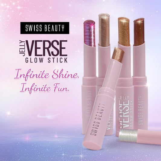Swiss Beauty Jelly Verse Eyeshadow Glow Stick | Rich Colour Payoff | Crease-Proof | Sparkling Shine | 6 Stellar Shades | Shade- 1. Star Shower, 3g