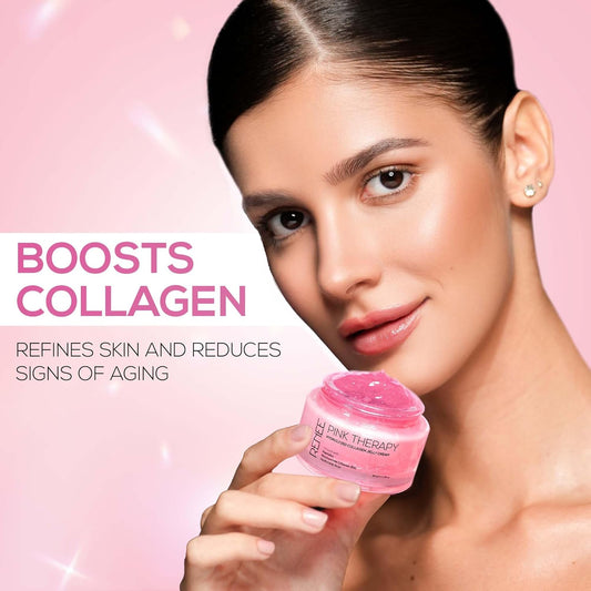 RENEE Pink Therapy Hydrolyzed Collagen Overnight Sleep Jelly Mask | Hydrates, Repairs, Smoothens & Plumps Skin | Peptides, Niacinamide & Hydrolyzed Collagen Enriched | 50 gm