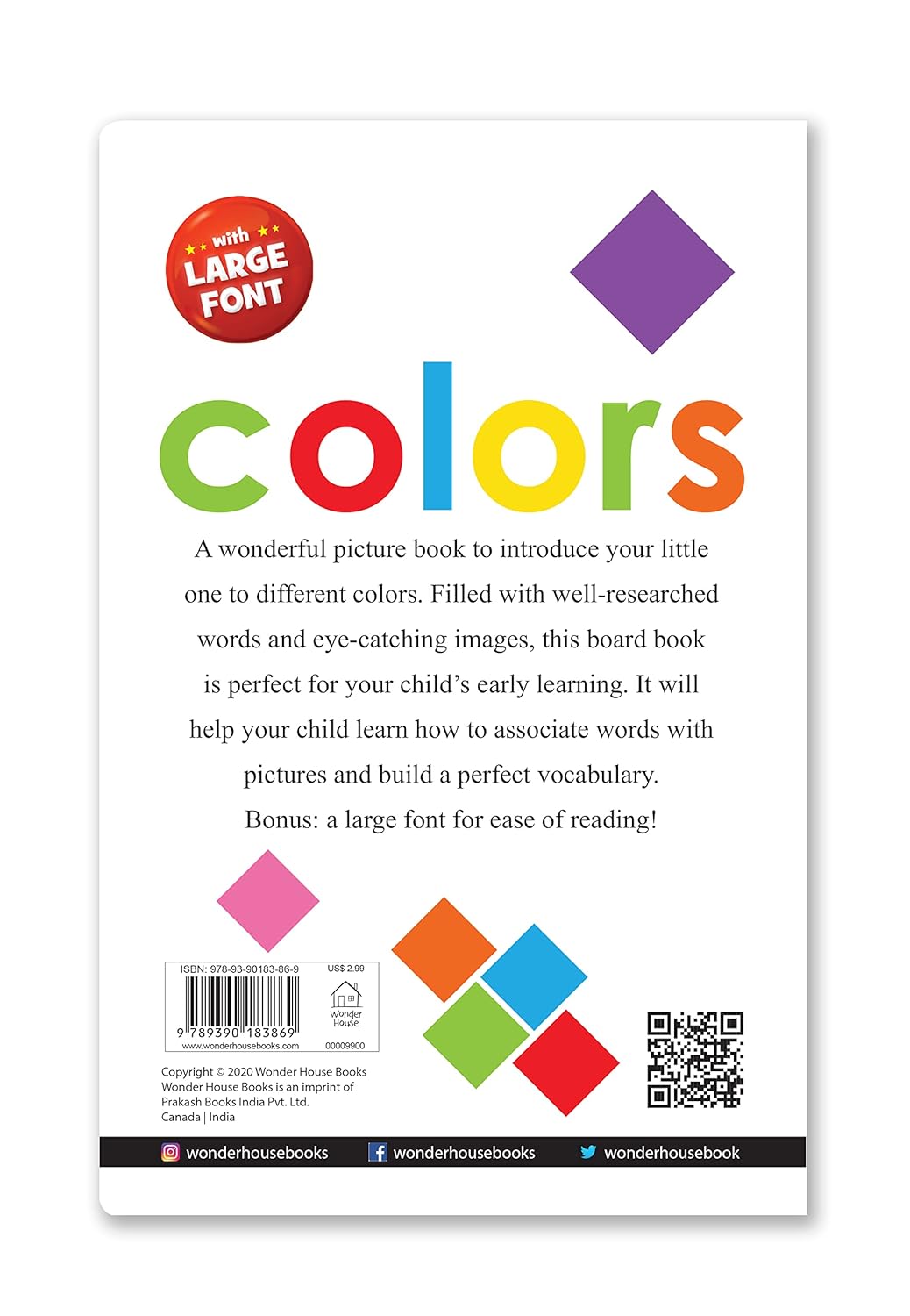 Colors – Early Learning Board Book with Large Font: Brightly Illustrated Colour Recognition Book for Kids |  Board book