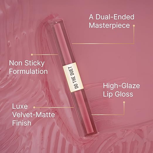 Swiss Beauty Select Do The Duet Lipstick | Matte Liquid Lipstick + Tinted Gloss | Infused with Vitamin E and Jojoba Oil | Shade-Rouge Mauve, 3ml |