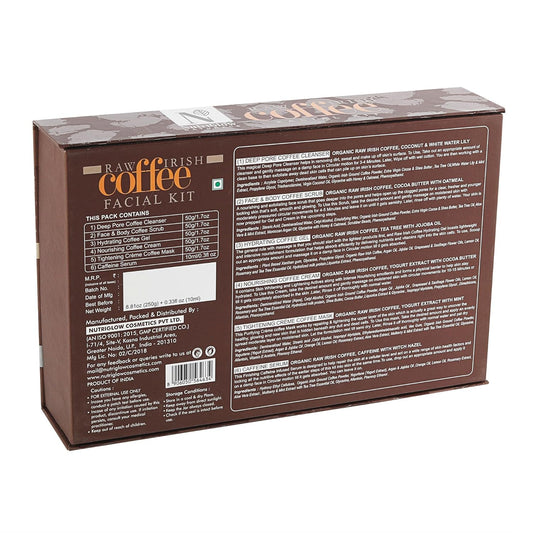 NutriGlow Natural’s Raw Irish Coffee Facial Kit with Grounded Coffee for Brighter Skin, (250g+10ml)