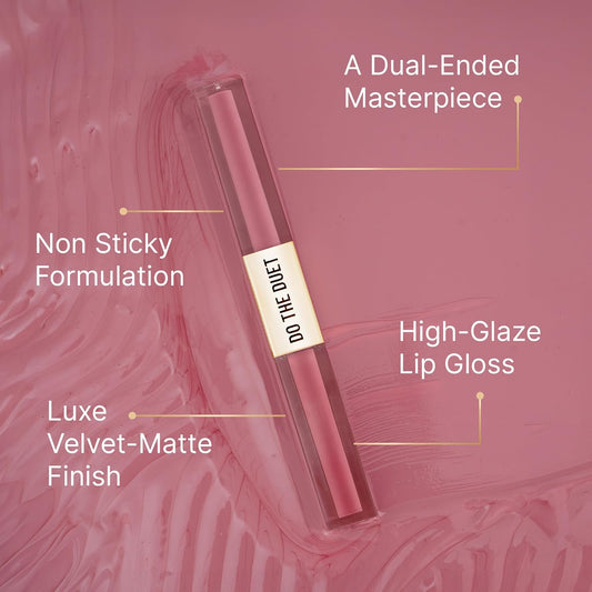 Swiss Beauty Select Do The Duet Lipstick | Matte Liquid Lipstick + Tinted Gloss | Infused with Vitamin E and Jojoba Oil | Shade-French Rose, 3ml |