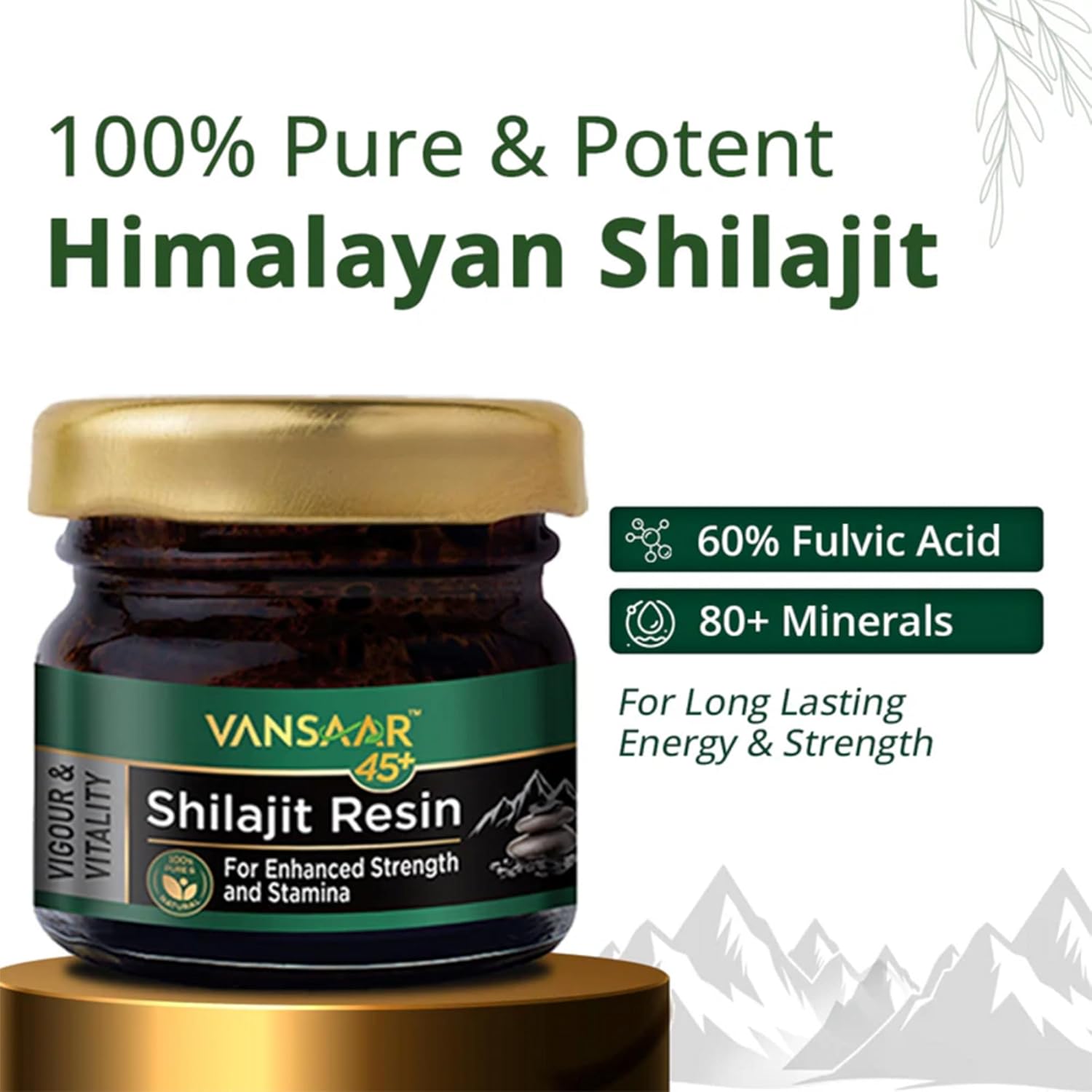 Vansaar Shilajit/Shilajeet Resin, Himalayan Shilajit | For Strength, Stamina & Endurance| Ayush Certified, Lab tested for Purity| Rich in Fulvic Acid & Energy Actives | 15g