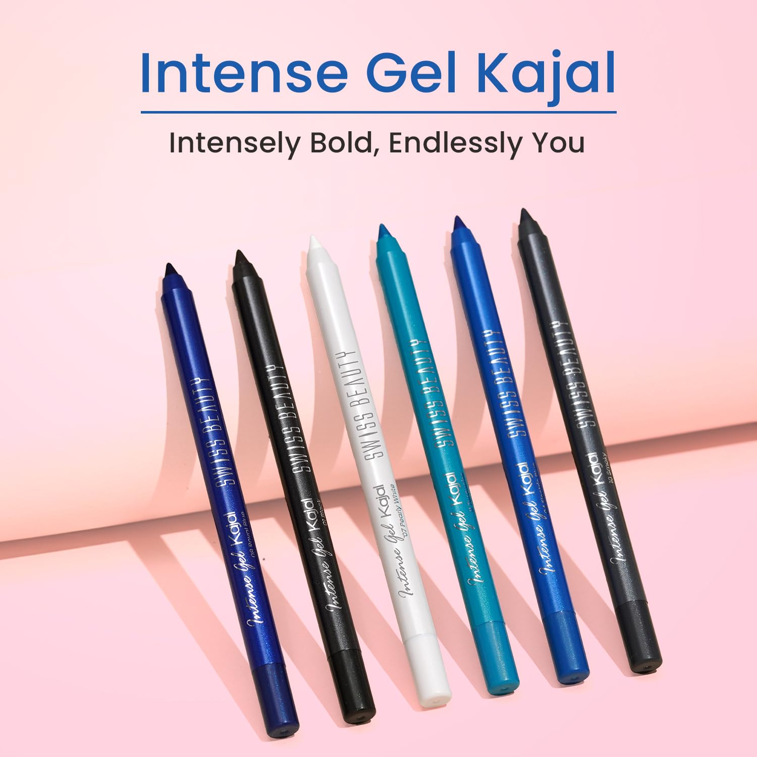Swiss Beauty Intense Gel Kajal with Sharpener | 12-Hour Stay | Waterproof | Smudge-Proof | Creamy Texture | Highly Pigmented | Multi-Use Eye Pencil | 1.2g, Shade- Black