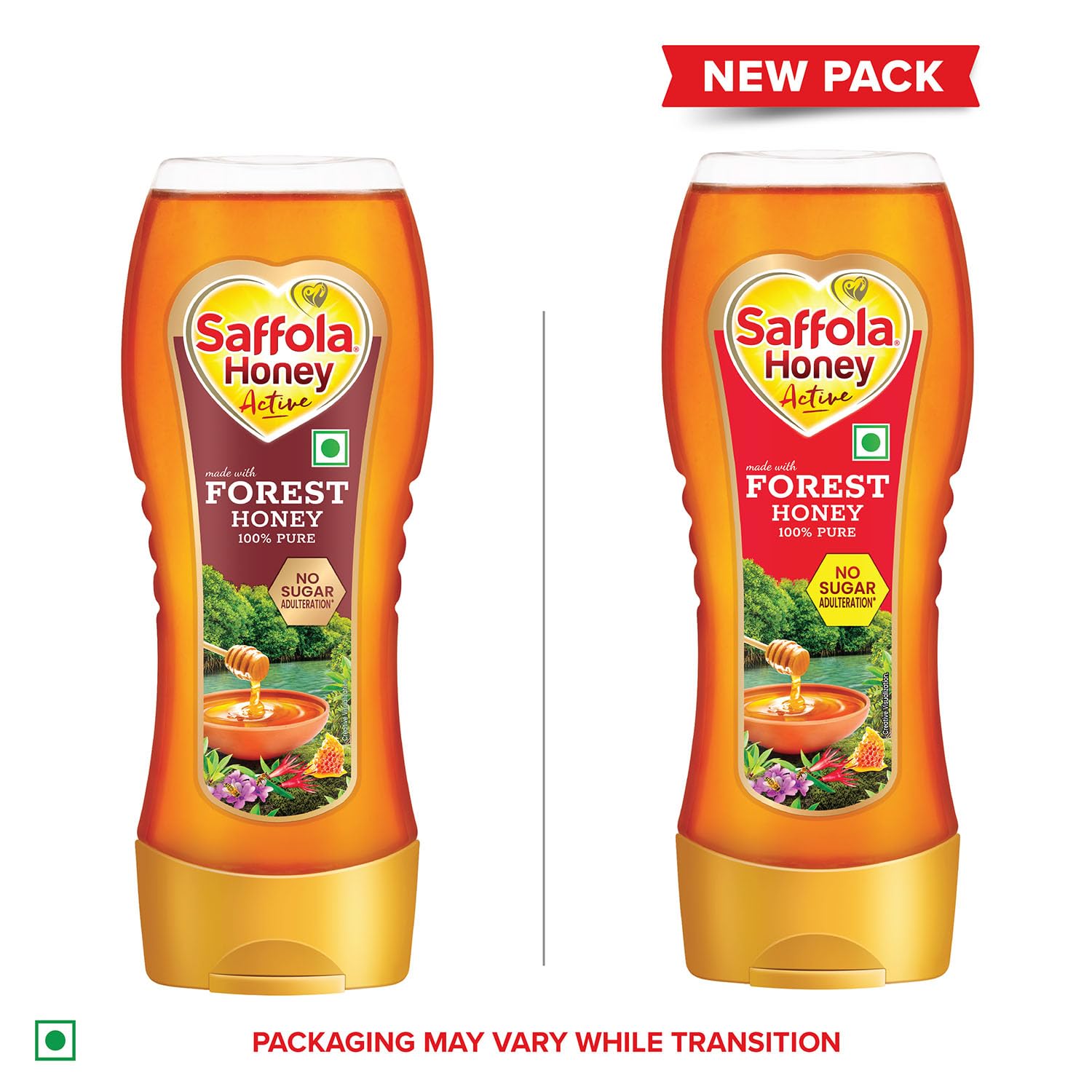 Saffola Honey Active, 350g (Squeezy Pack), Made with Sundarban Forest Honey, 100% Pure Honey, No sugar adulteration, Natural Immunity booster