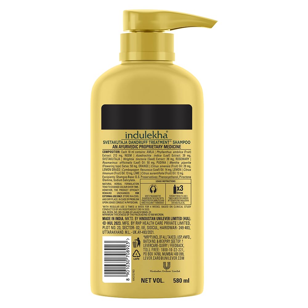 Indulekha Dandruff Treatment Shampoo, 580 ml