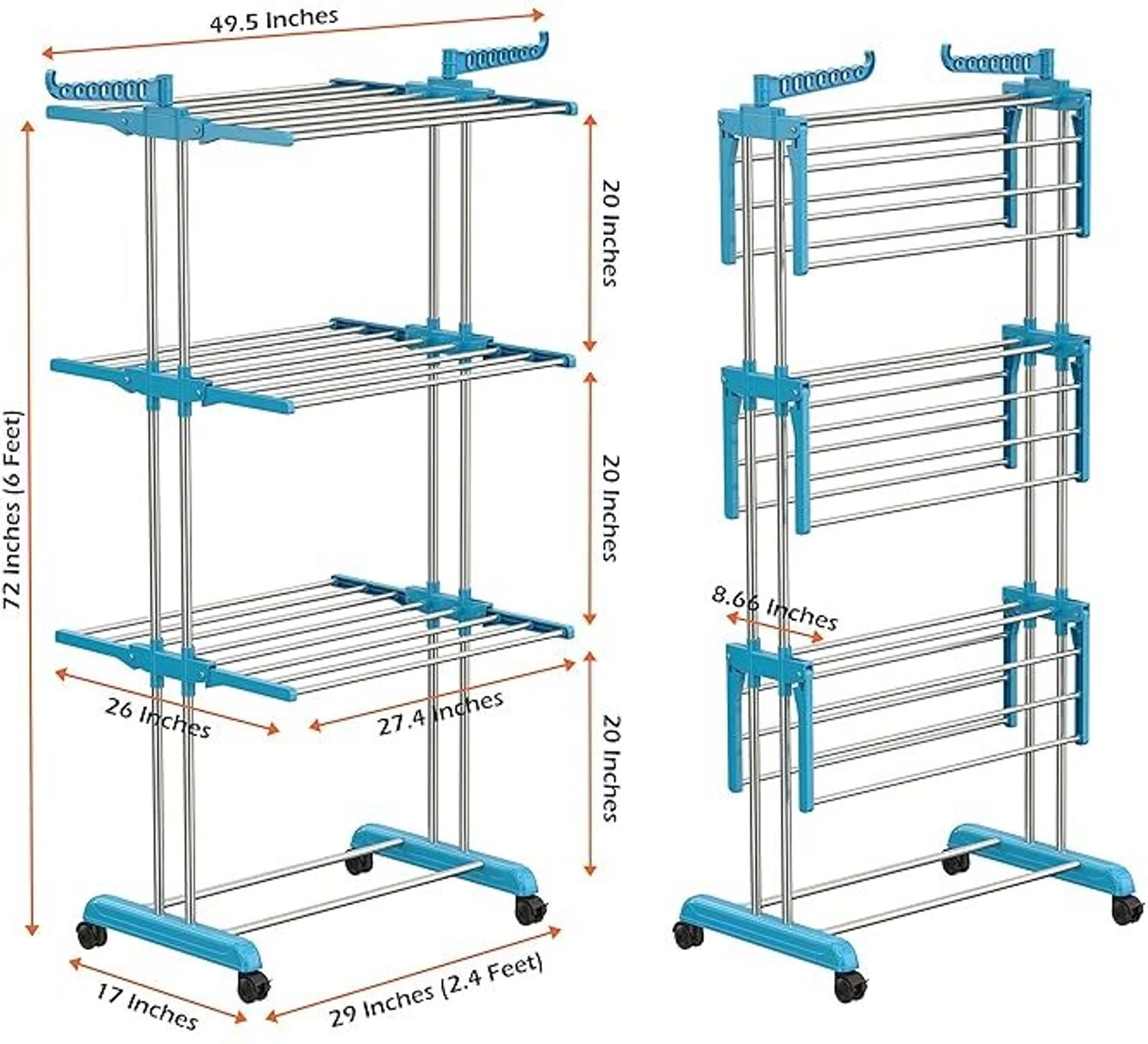 Flipkart SmartBuy Steel Floor Cloth Dryer Stand 4 Tier Premium Heavy Duty Stainless Steel Foldable Cloth Drying Stand (4 Tier)