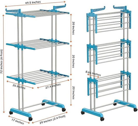 Flipkart SmartBuy Steel Floor Cloth Dryer Stand 4 Tier Premium Heavy Duty Stainless Steel Foldable Cloth Drying Stand (4 Tier)