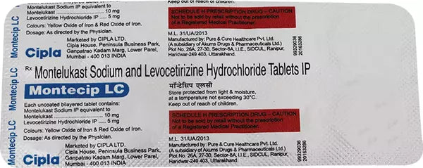Montecip LC Tablet – 10 Tablets for Allergic skin conditions