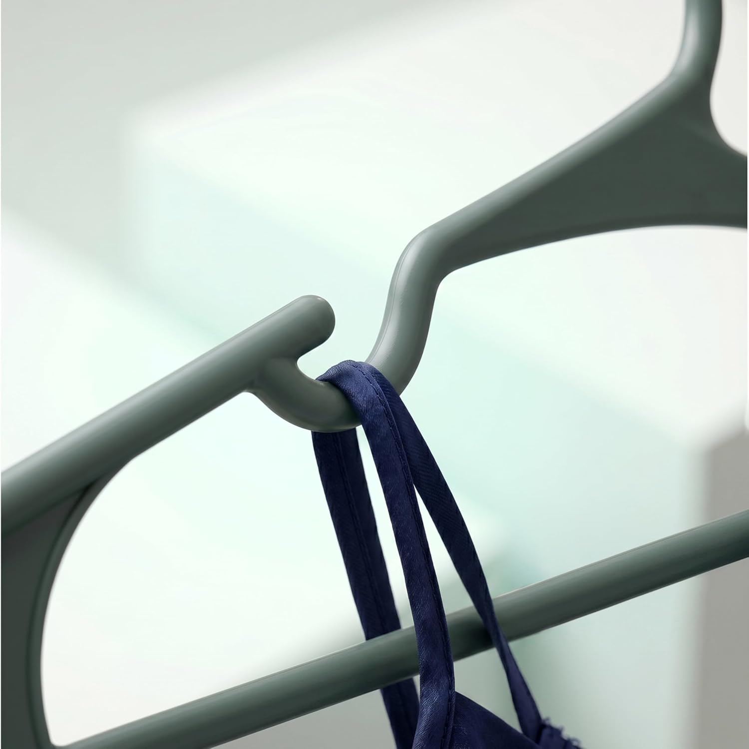 Hang Studio 16 Plastic Hangers for Clothes Hanging for Wardrobe - Cloth Hanger for Wall - Multipurpose Balcony Plastic Hanging Set for Shirts, Dress, Coats, Underwear, Pants, Suits (Green)