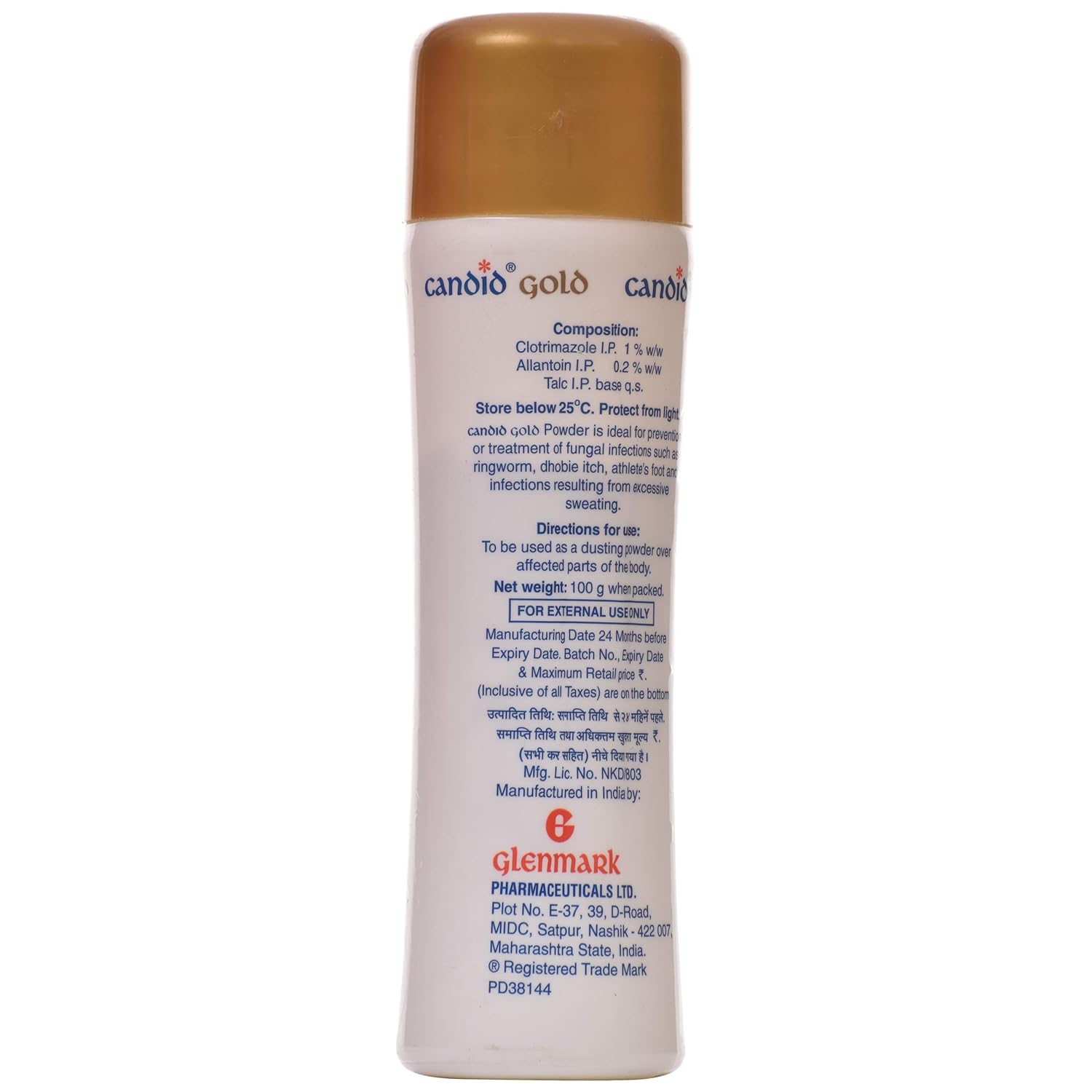 Candid Gold Dusting Powder 100 gm for Fungal skin infections