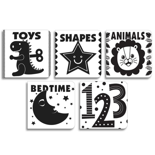 Baby’s First High-Contrast Books – Box Set of 5: Black and White Board Books for Newborns | Includes 123, Toys, Animals, Shapes & Bedtime