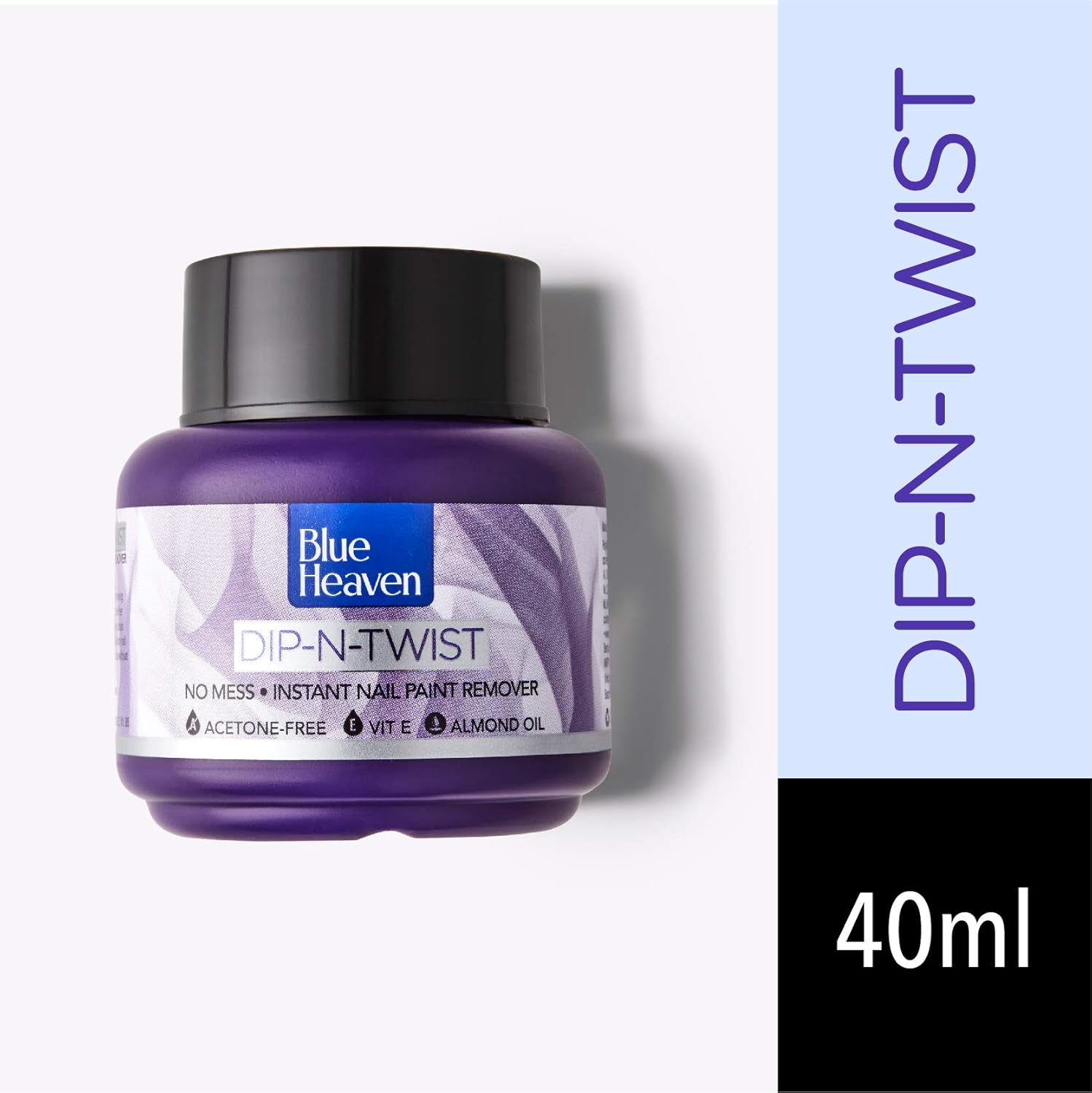 Blue Heaven Dip & Twist Nail Polish Remover, Infused with Vitamin E and Almond Oil, Acetone Free, Gentle Nail paint Remover, 40ml