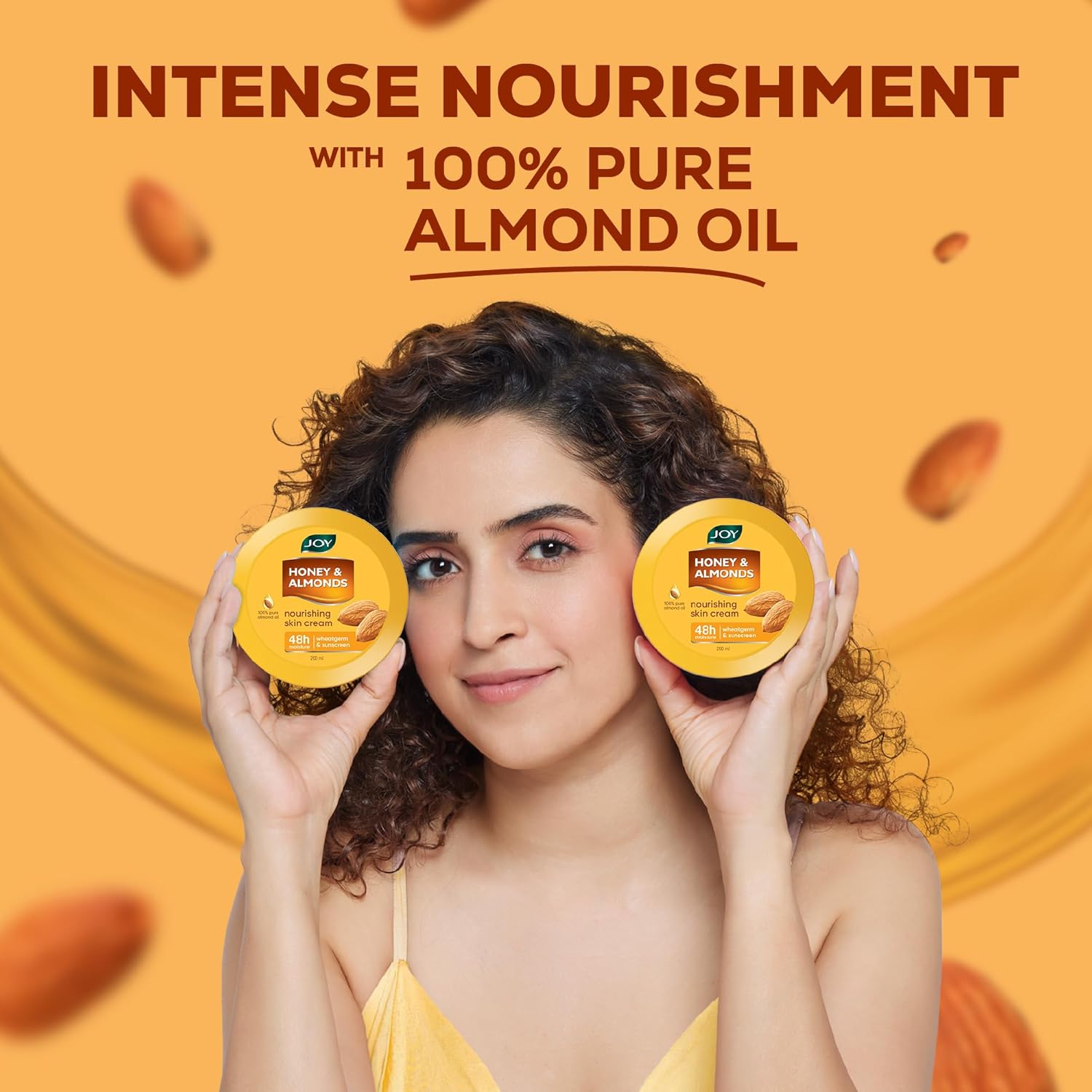 Joy Honey & Almonds Deep Nourishing Moisturizer for Dry Skin | Skin Cream for Face, Hands & Body | Contains Natural Sunscreen for Glowing Skin | Retains Natural Moisture Balance, 200ml