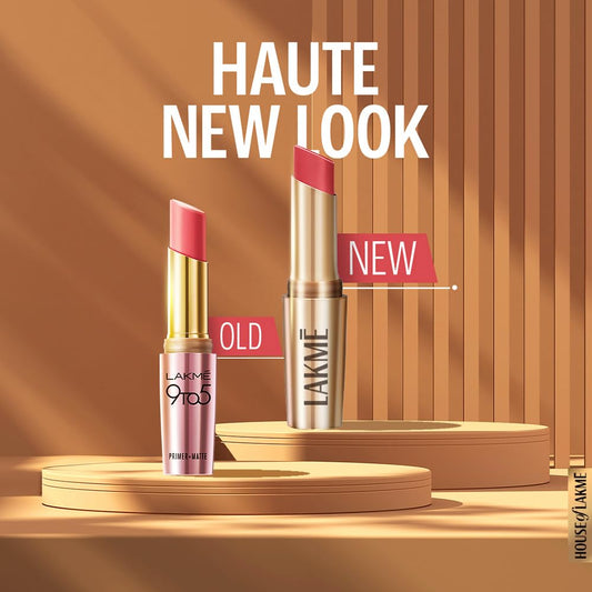 LAKME Powerplay Priming Matte Lipstick, Smooth Matte Finish, Lightweight Lipstick, Smudgeproof, Lasts 16hrs, Hydrates Lips, Caramel Latte, 3.6g