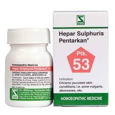 Dr Willmar Schwabe India Homoeopathic Hepar Sulphuris Pentarkan (20g) Tablets (Ptk. 53) for Itching Pimples Rash