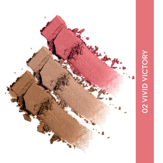 SUGAR Cosmetics Contour De Force Face Palette for Makeup | Includes Matte Bronzer, Highlighter & Blush | Makeup Palette with Built-in Mirror | 12.5gm - 02 Vivid Victory