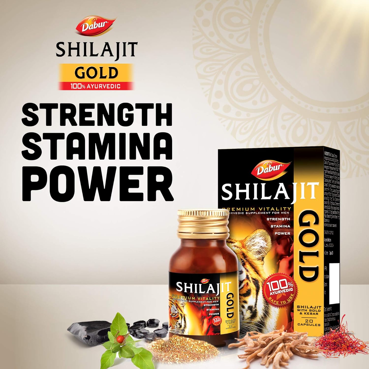Dabur Ayurvedic Shilajeet Gold (10caps) for Cures chronic respiratory diseases, cough, and cold