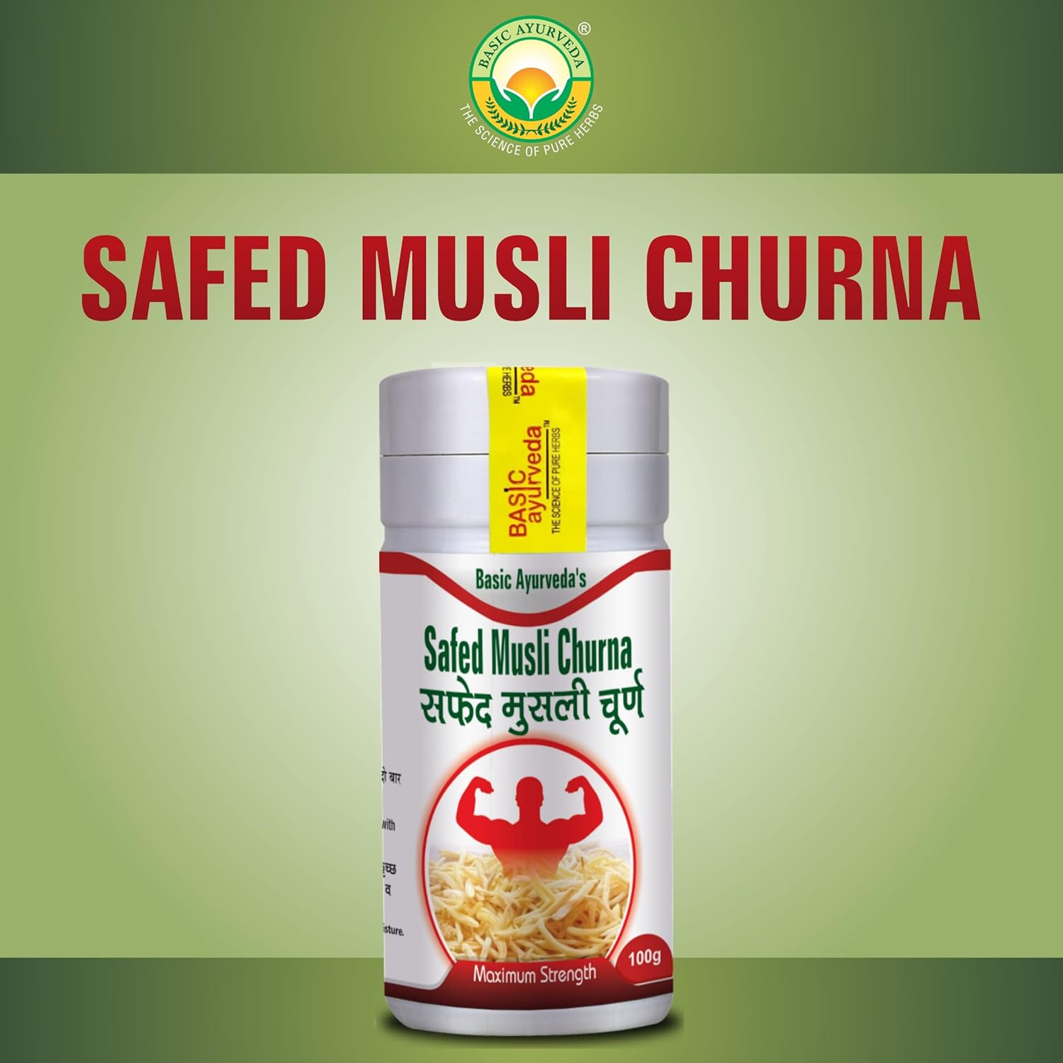 Basic Ayurveda Safed Musli Churna 100g For blood sugar levels, oxidative stress, anxiety
