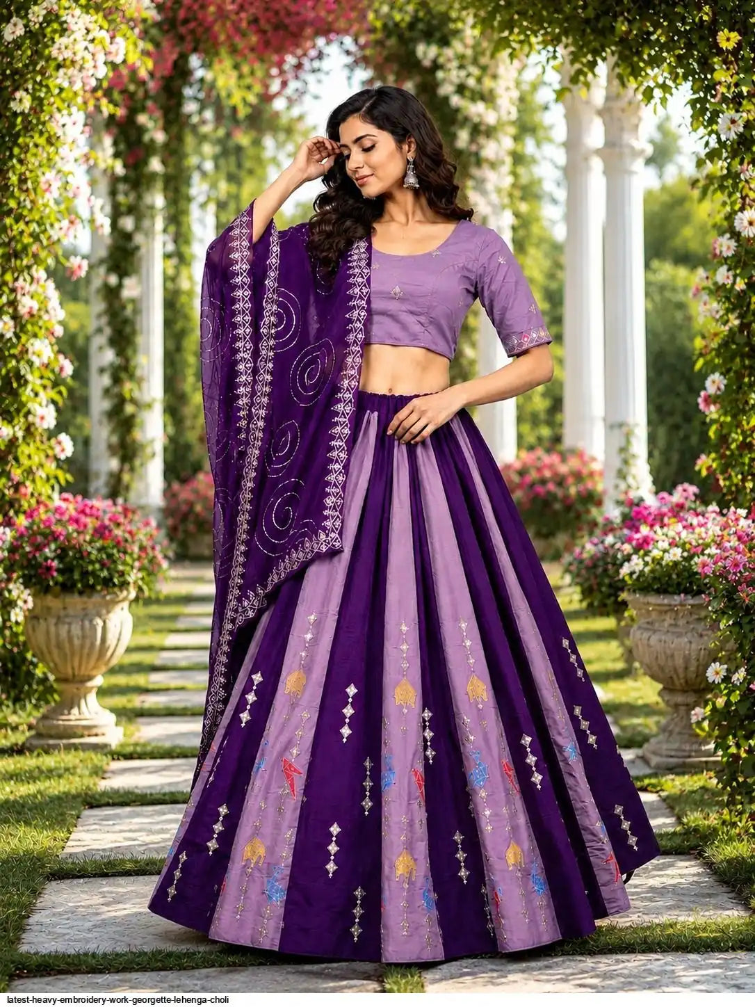 LATEST HEAVY EMBROIDERY WORK GEORGETTE LEHENGA CHOLI